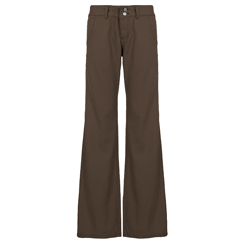 Women's nan high waist flared trousers with wide leg, high waist and belt loops Mune Fashion