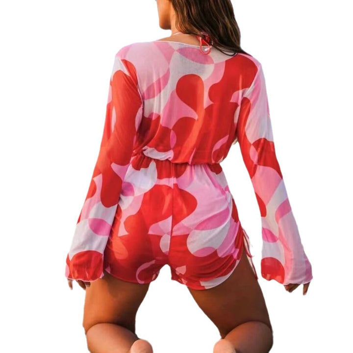 Women’s wrap swimsuit with long sleeves and fashionable pattern Mune Fashion