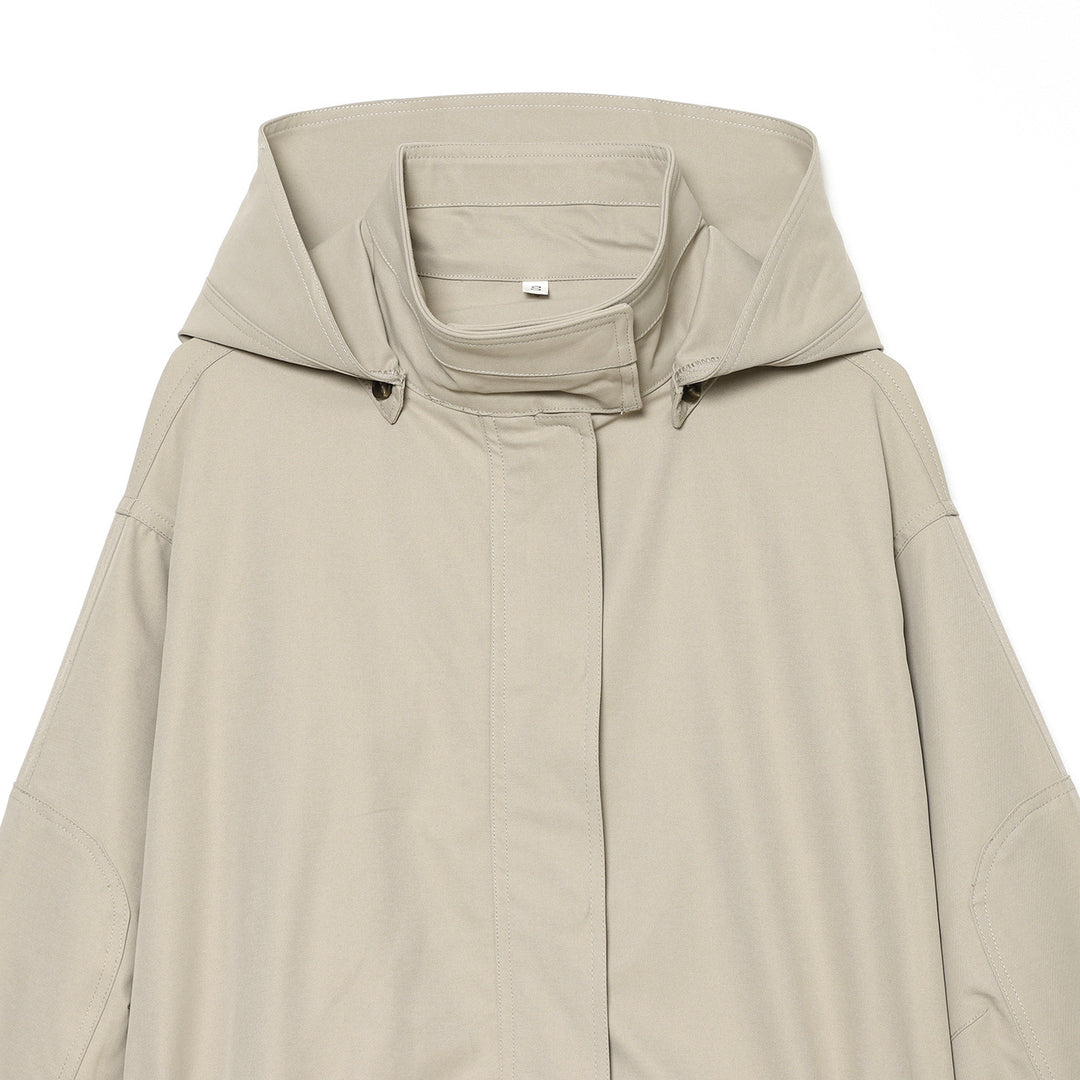 Women short parka with high funnel collar, drawstring waist and concealed button placket Mune Fashion
