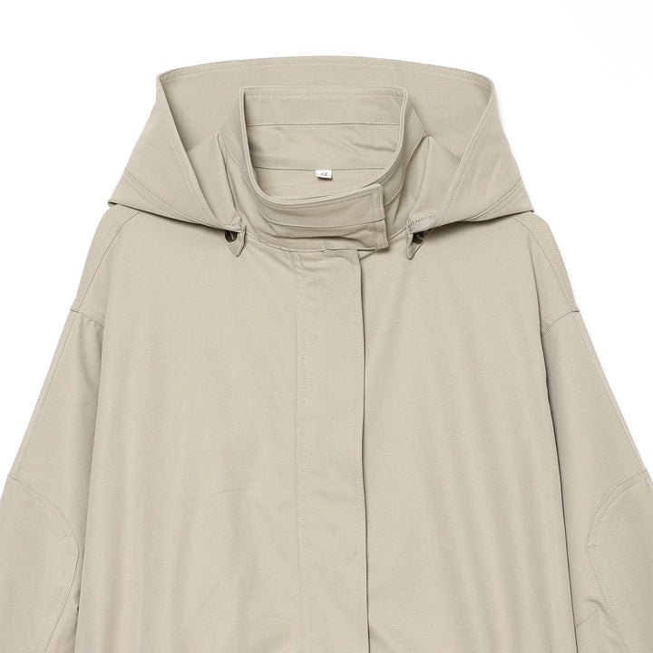 Women short parka with high funnel collar, drawstring waist and concealed button placket Mune Fashion