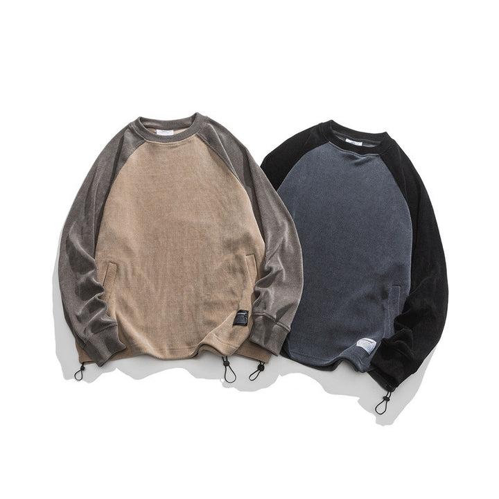 Unisex Oversize Cord Sweatshirt with Raglan Sleeves, Kangaroo Pockets and Drawstring Hem Mune Fashion