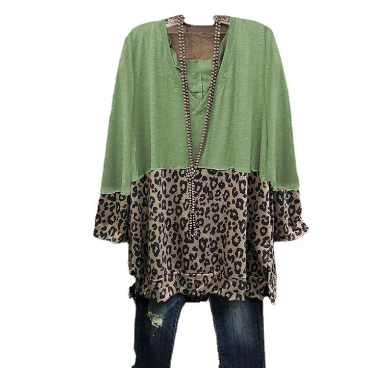 Women A-line tunic with color block and leopard print Mune Fashion