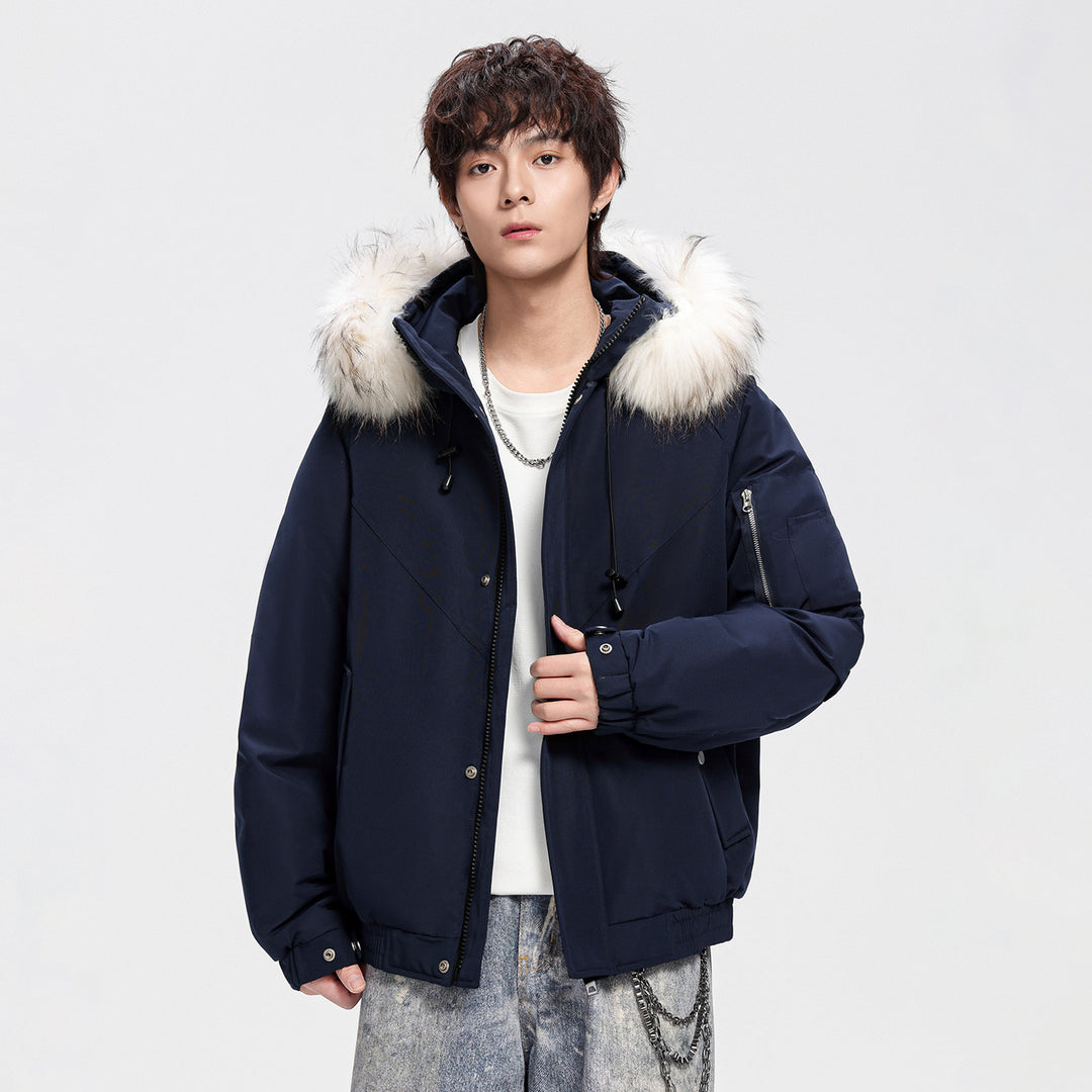 Men's Fashionable Winter Jacket with Removable Faux Fur Collar Mune Fashion