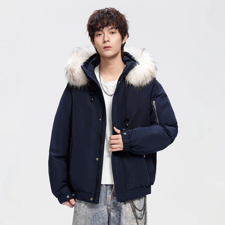 Men's Fashionable Winter Jacket with Removable Faux Fur Collar Mune Fashion