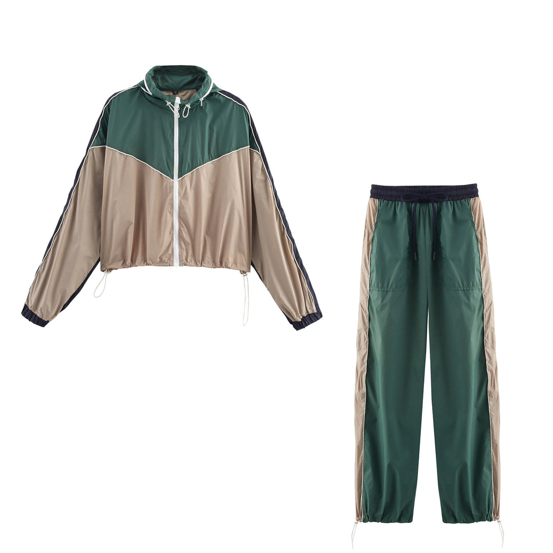 Women's Lightweight Nylon Training Pants with Contrast Sides, Drawstring and Adjustable Hem Mune Fashion