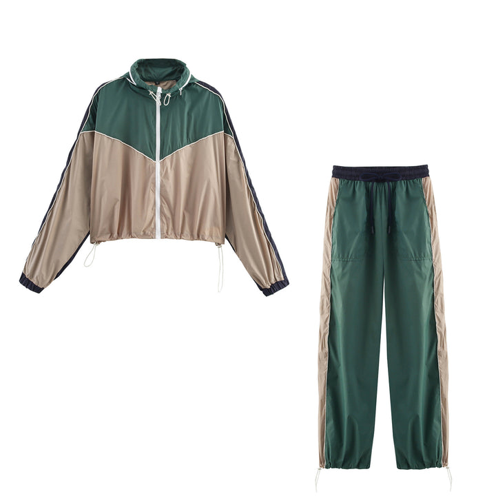Women's Lightweight Nylon Training Pants with Contrast Sides, Drawstring and Adjustable Hem Mune Fashion