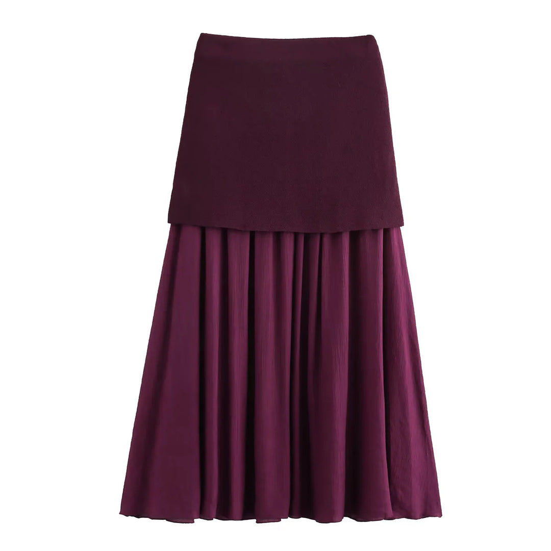 Women's two-layer Maxi Skirt with pleated chiffon and high waist Mune Fashion