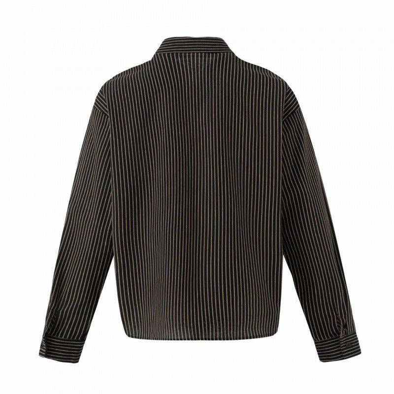 Unisex Oversize Pinstripe Shirt with Boxy Silhouette and Shirt Collar Mune Fashion