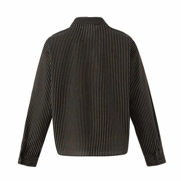Unisex Oversize Pinstripe Shirt with Boxy Silhouette and Shirt Collar Mune Fashion