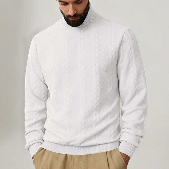 Men's knitted pullover with stand-up collar, cable pattern, soft ribbed cuffs, and Regular Fit Mune Fashion