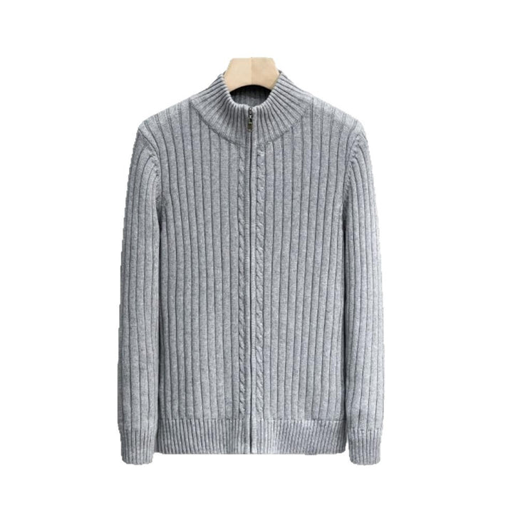 Men's Fashion Ribbed Knit Sweater with High Collar Mune Fashion
