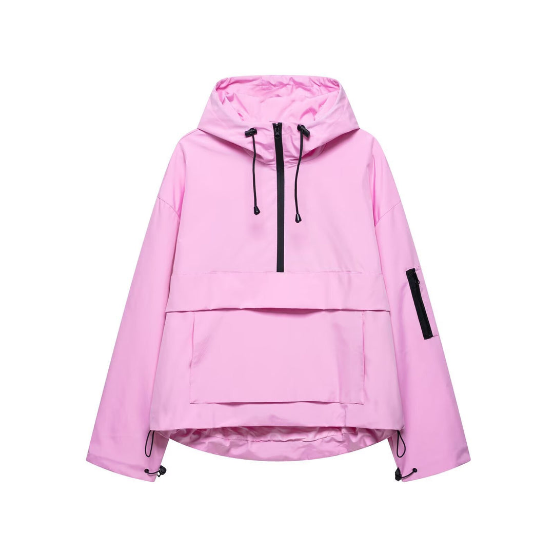 Unisex nan technical windbreaker anorak with half-height zipper hood and kangaroo pocket Mune Fashion