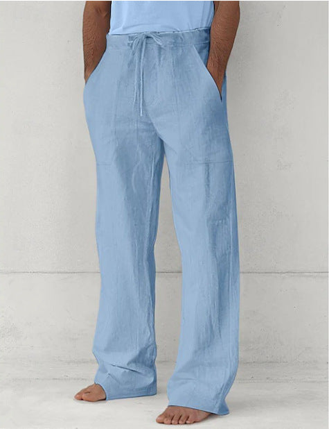 Men's light Relax Chino made of linen blend with loose leg, drawstring waistband and side pockets Mune Fashion