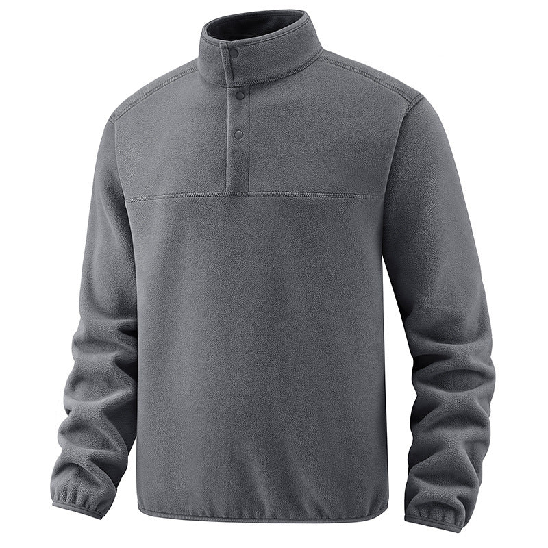 Men's Casual Thermal Fleece Sweater with Button Placket and Elastic Cuffs Mune Fashion