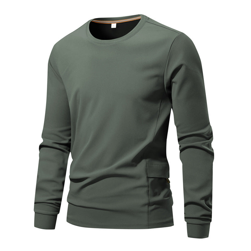 Men's Breathable Long Sleeve Technical Shirt with Round Neck and Side Utility Pocket Mune Fashion