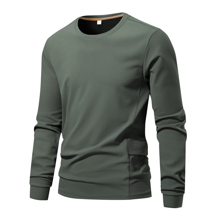 Men's Breathable Long Sleeve Technical Shirt with Round Neck and Side Utility Pocket Mune Fashion
