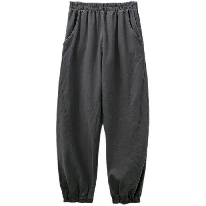 Women's relaxed linen harem pants with elastic waistband and ankle cuffs Mune Fashion