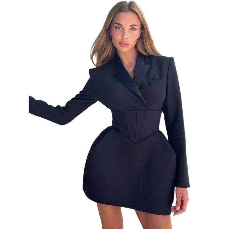 Women's tailored blazer dress with integrated corset and narrow silhouette Mune Fashion