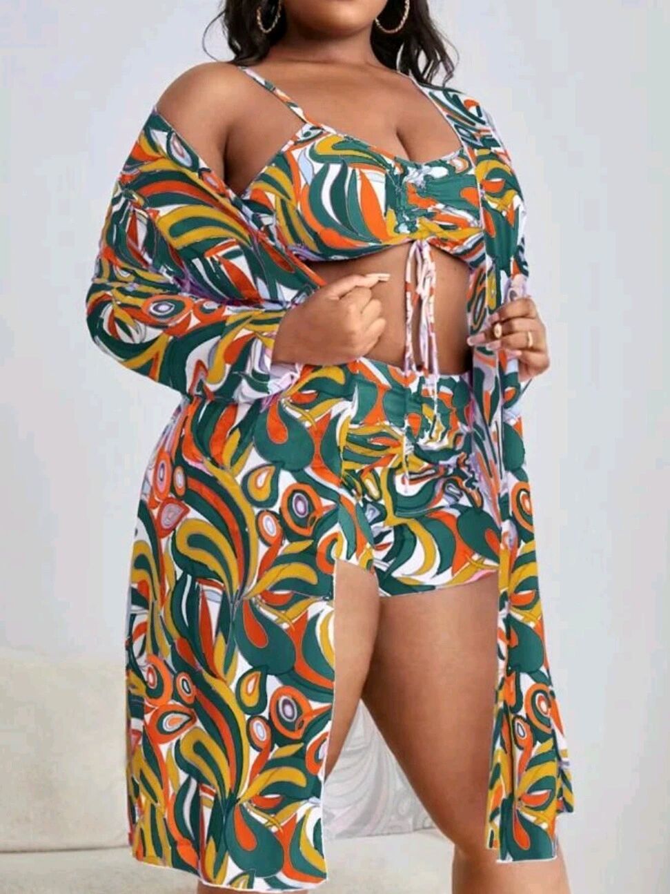 Women Two-Piece Swim Set with Sheer Cover-Up Mune Fashion