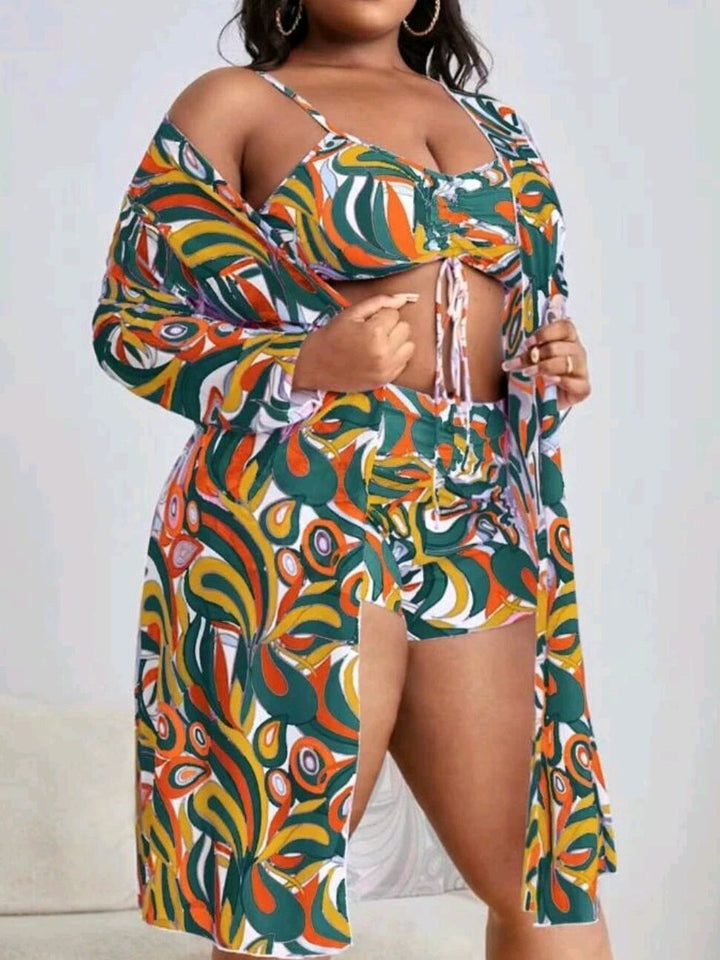 Women Two-Piece Swim Set with Sheer Cover-Up Mune Fashion