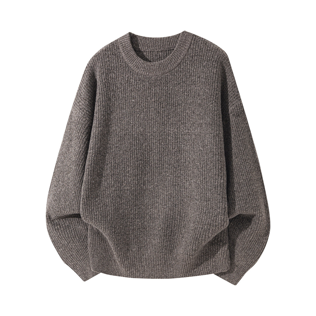 Unisex Oversized ribbed round neck sweater with extended back hem Mune Fashion