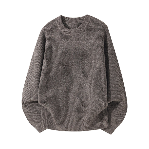 Unisex Oversized ribbed round neck sweater with extended back hem Mune Fashion