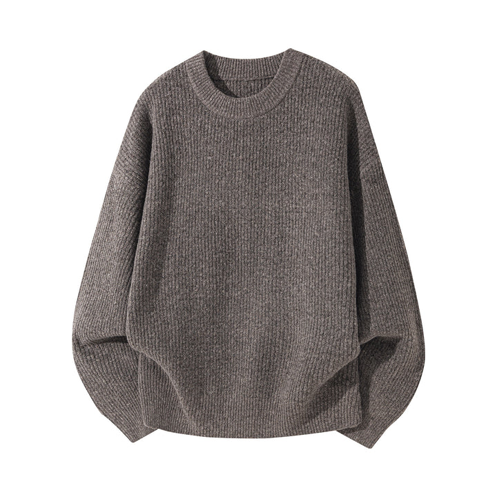 Unisex Oversized ribbed round neck sweater with extended back hem Mune Fashion