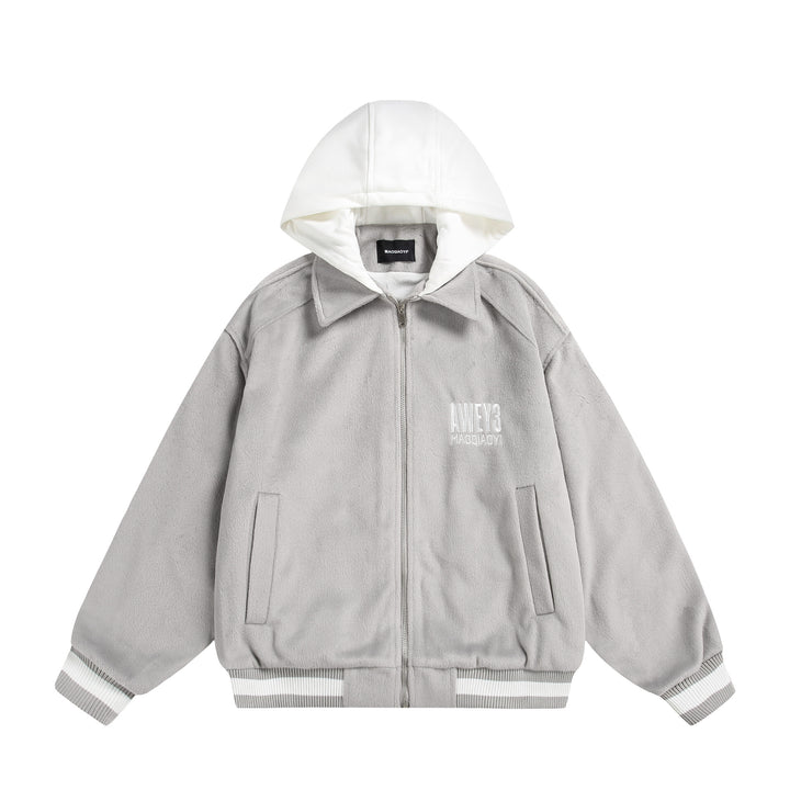 Unisex Oversize Fleece-Bomber Jacket with Contrast Hood Mune Fashion
