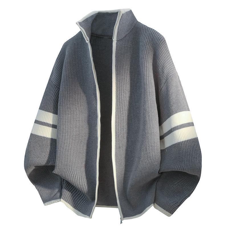 Unisex oversized knitted cardigan with zipper and stand-up collar Mune Fashion