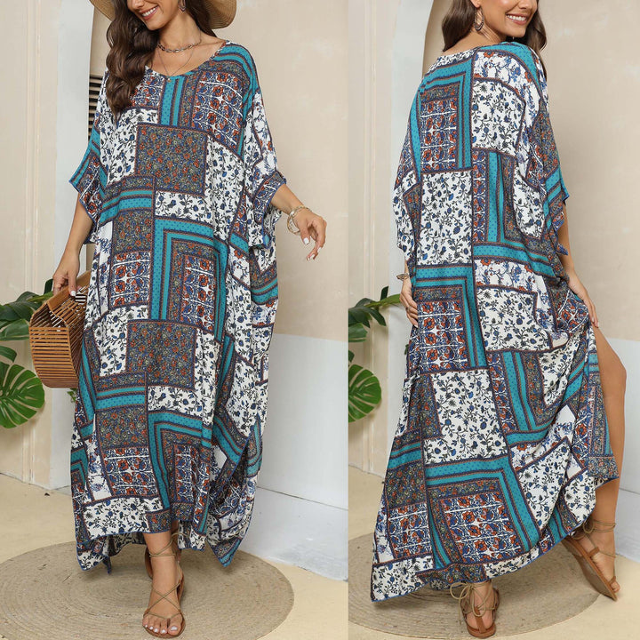 Women's Casual Maxi Dress in Patchwork Design Mune Fashion