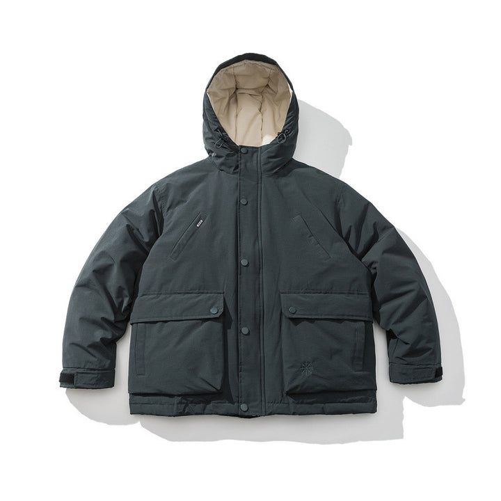 Unisex Boxy Thermo Parka with hood, two-way snap button placket and adjustable sleeve cuffs Mune Fashion