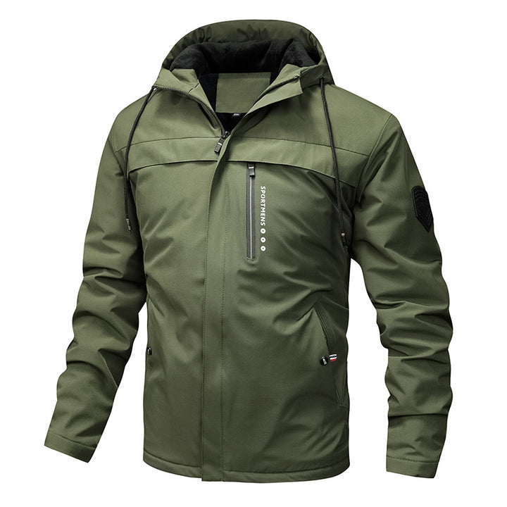 Men's windproof softshell jacket with adjustable hood, fleece inner lining and concealed zipper pockets Mune Fashion