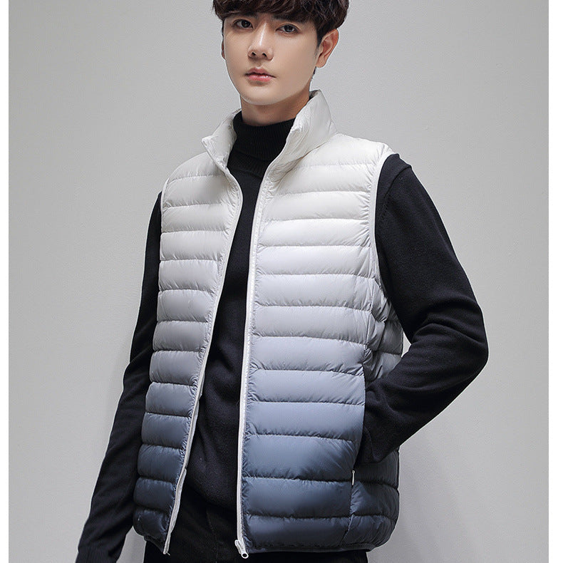 Men's lightweight quilted thermal vest with stand-up collar and ombré quilting Mune Fashion