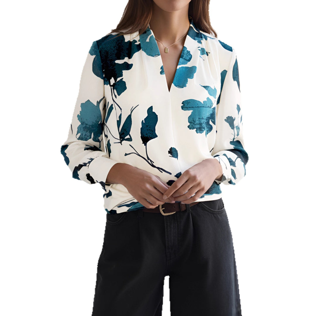 Women Elegant Blouse with Floral Pattern Mune Fashion
