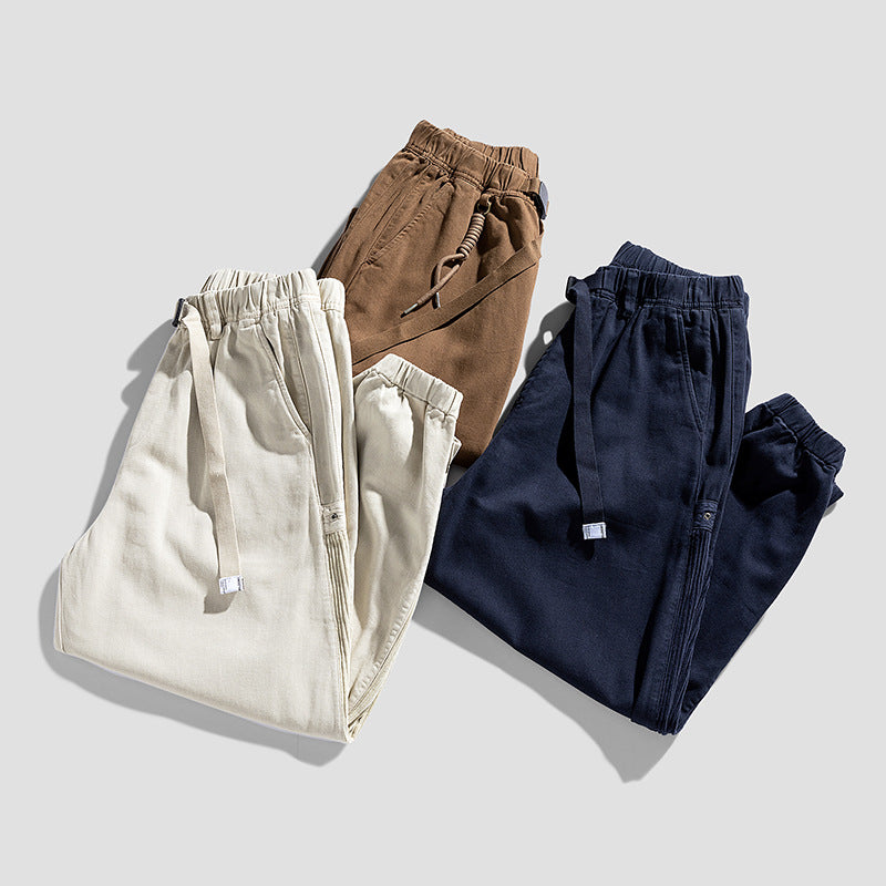Men's Urban Relaxed Jogger in Canvas-Look with Adjustable Web Belt and Utility Seams Mune Fashion