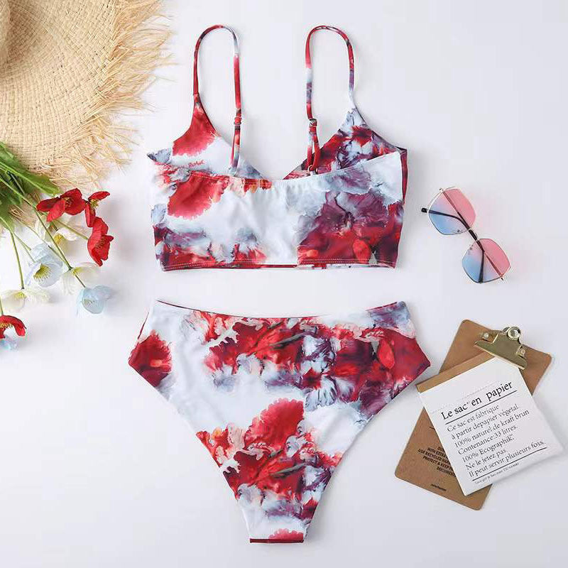 Ladies high-waisted bikini set with floral pattern Mune Fashion