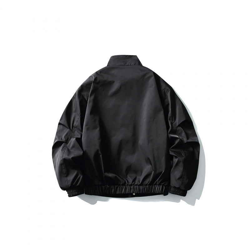 Men's Short Windproof Field Bomber Jacket with Stand-up Collar, Concealed Closure and Elastic Cuffs Mune Fashion