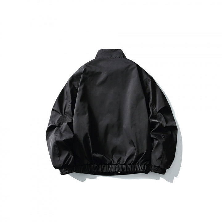 Men's Short Windproof Field Bomber Jacket with Stand-up Collar, Concealed Closure and Elastic Cuffs Mune Fashion