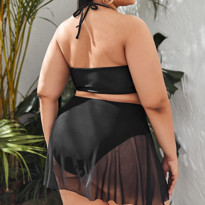 Ladies Bikini Set with Transparent Skirt and Fashionable Top Mune Fashion