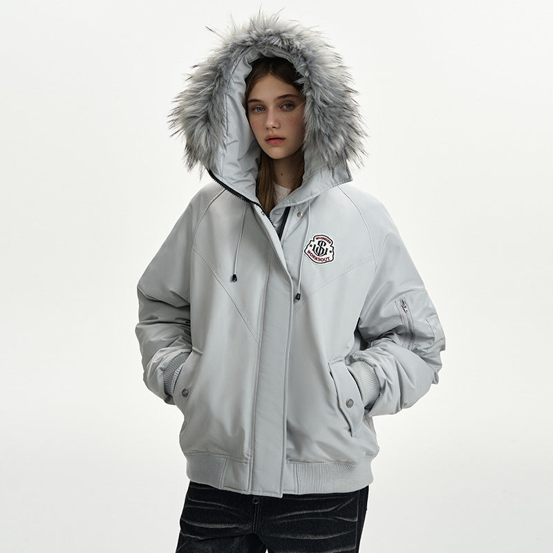 Women’s oversized thermo parka with voluminous hood, detachable faux fur trim and ribbed cuffs Mune Fashion