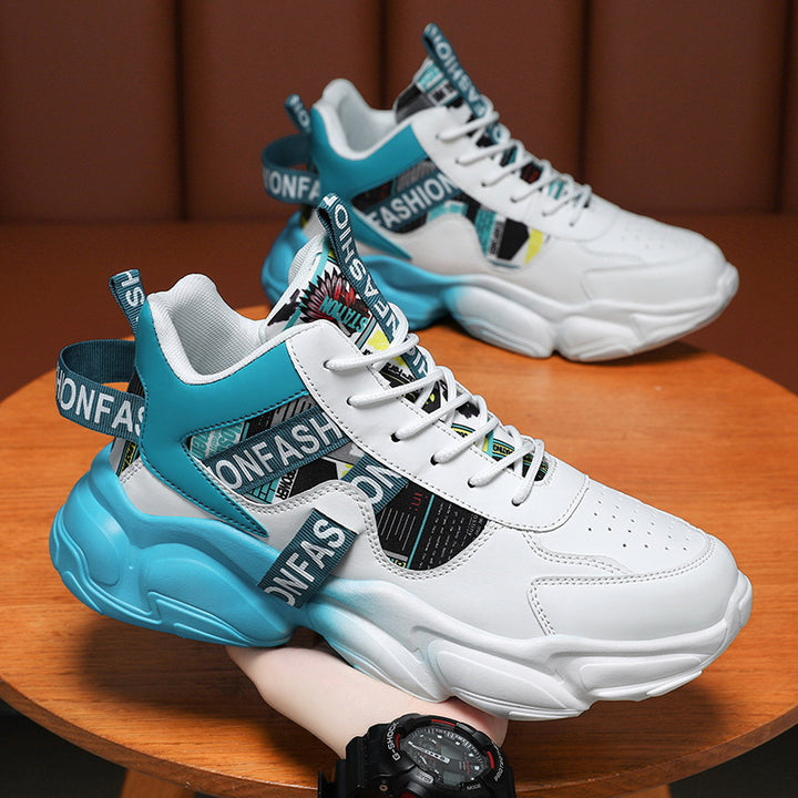 Unisex fashionable platform chunky sneaker with graphic print, reinforced heel tab and cushioning hollow chamber sole Mune Fashion