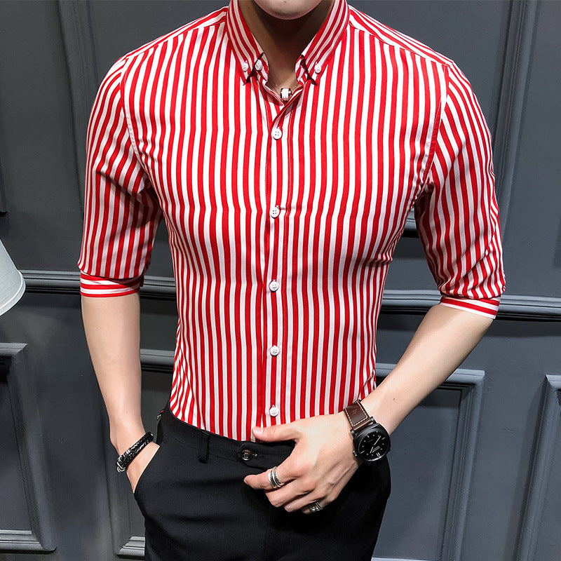 Men's striped business shirt with button-down collar and tailored silhouette Mune Fashion