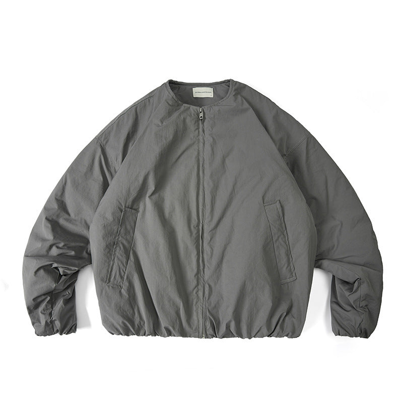 Unisex Lightweight Boxy Transition Jacket without Collar with Full Zip and Elastic Hem Mune Fashion