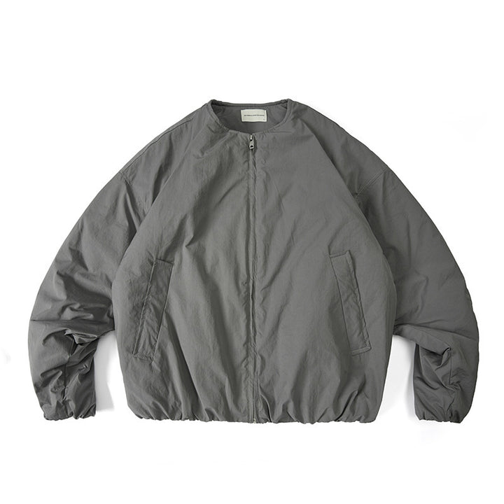 Unisex Lightweight Boxy Transition Jacket without Collar with Full Zip and Elastic Hem Mune Fashion
