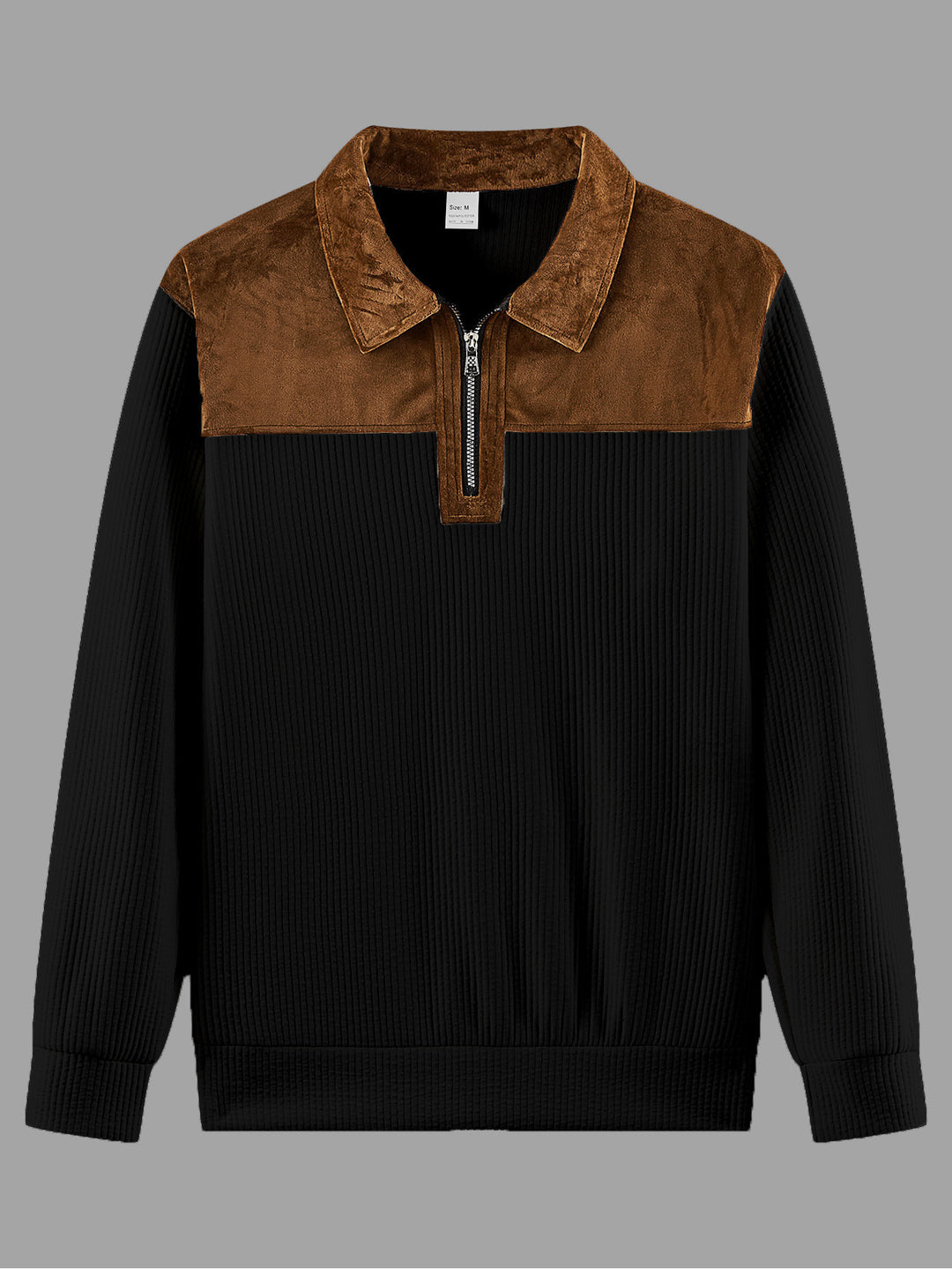 Unisex nan fine-structured knitted sweater with half zip collar and velvet trim Mune Fashion