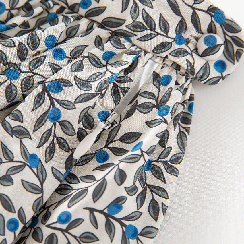 Women's midi skirt with pleated look, gathered waistband and floral print Mune Fashion