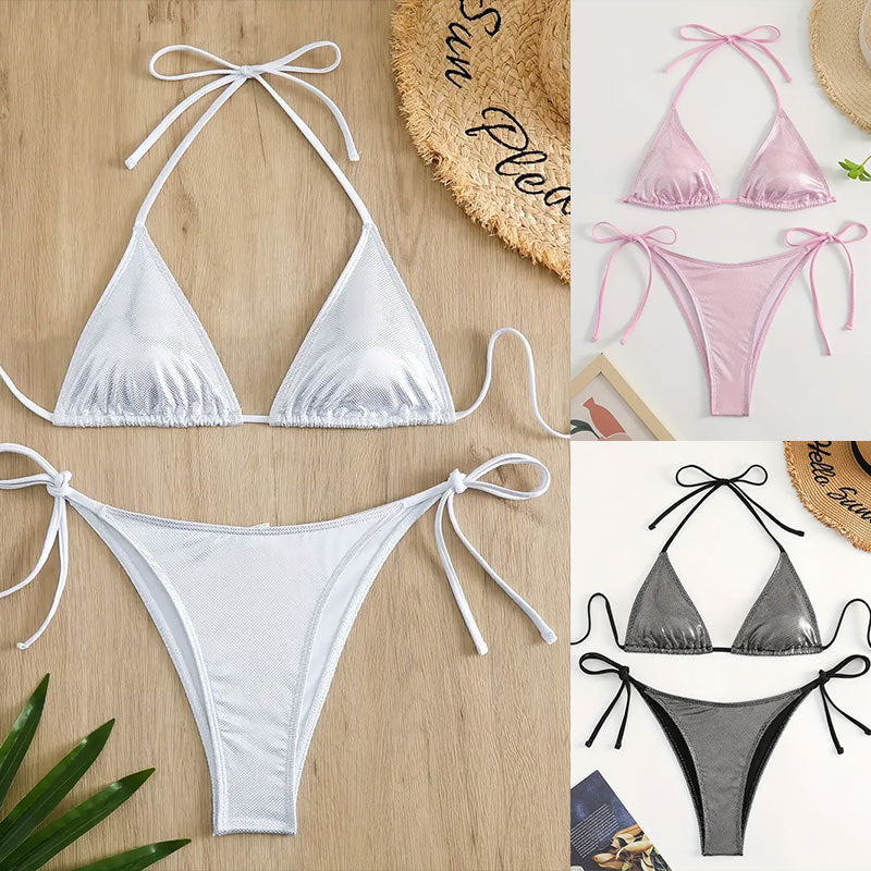 Women's Triangle Bikini with Diamond-like Net Design Mune Fashion