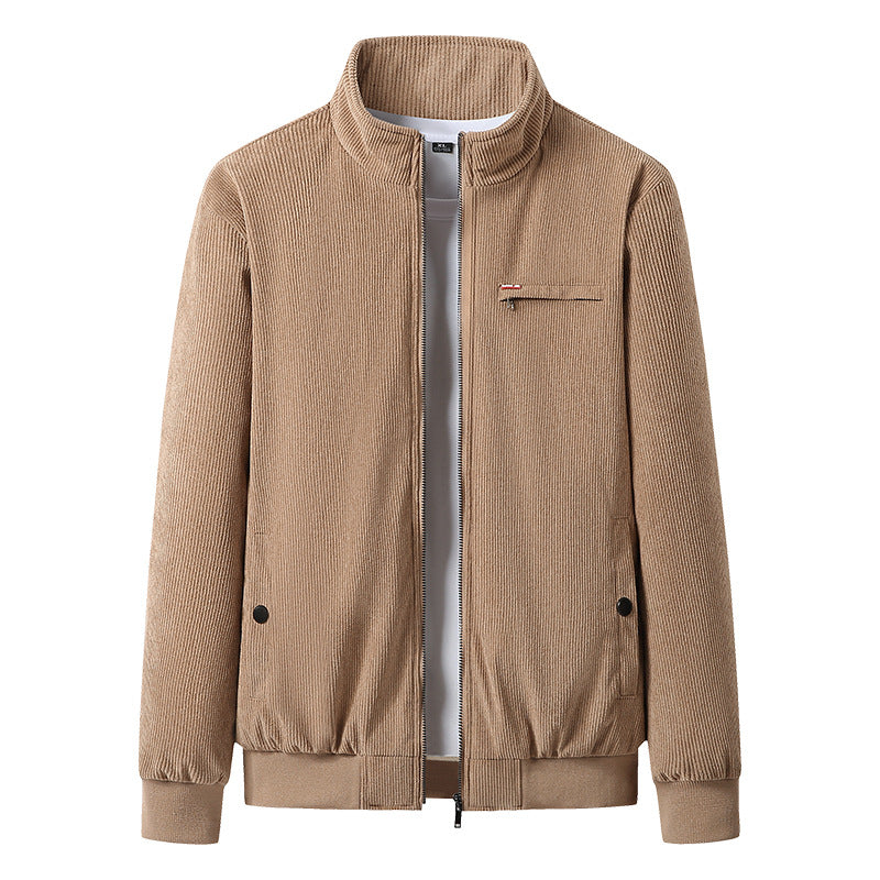 Men's nano high-quality corduroy jacket with teddy inner lining, stand-up collar and chest zipper Mune Fashion