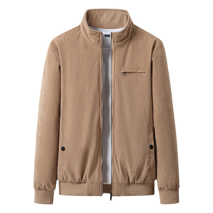 Men's nano high-quality corduroy jacket with teddy inner lining, stand-up collar and chest zipper Mune Fashion