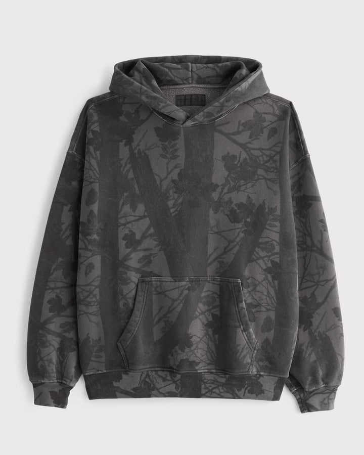 Unisex loose-fit hoodie sweatshirt with subtle leaf texture, double hood without drawstring and kangaroo pocket Mune Fashion